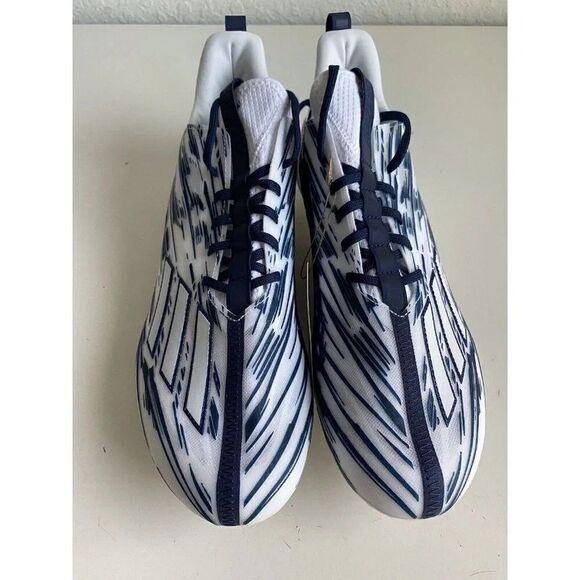 Adidas Adizero Football Cleats White Navy Blue Shoes GZ6912 Men's Sz 14 NEW - Picture 2 of 11